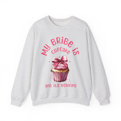 My Bribe Cupcake Makes and its working -  Watercolor Pink Cupcake Sweatshirt