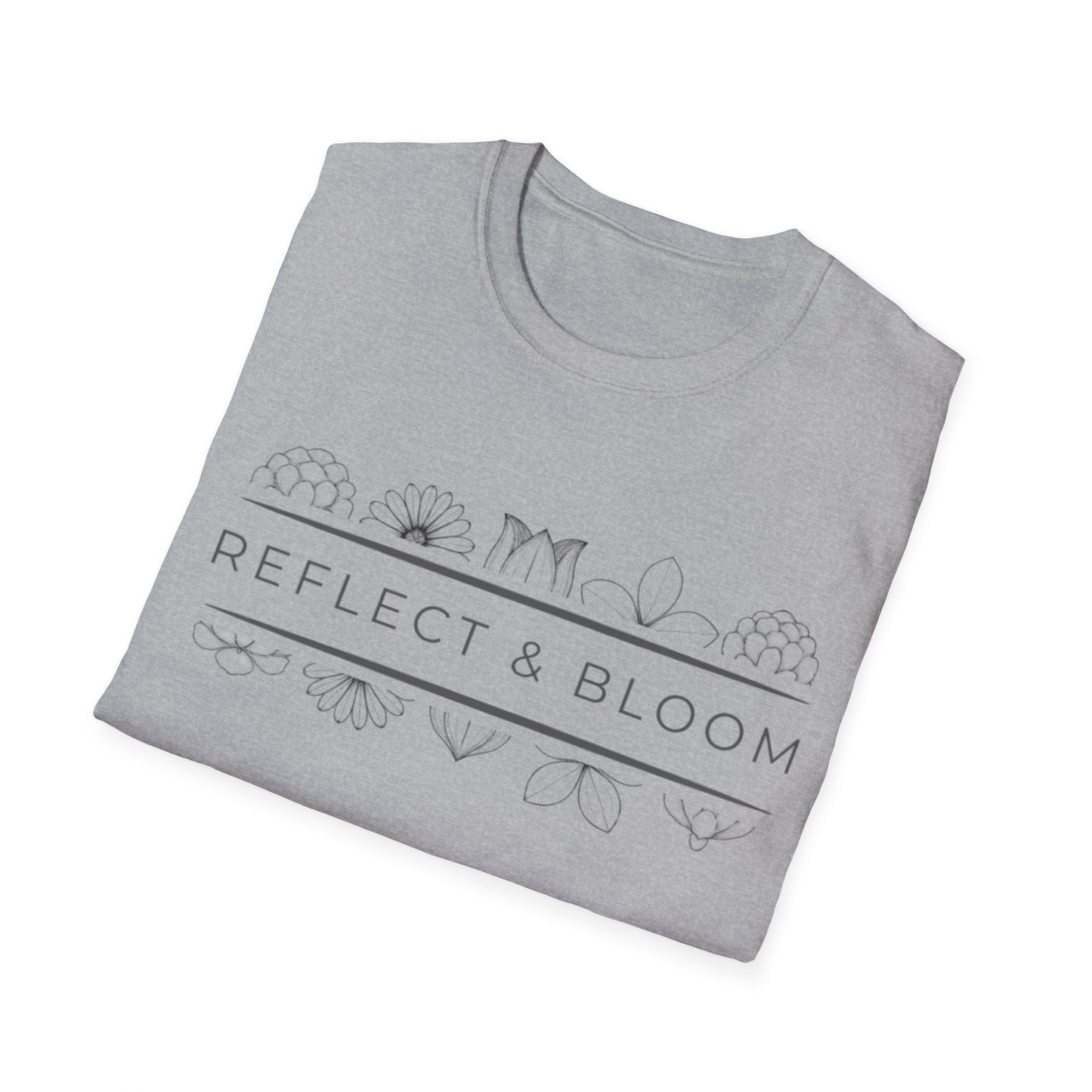Reflect & Bloom T-Shirt - Floral Art Line Design