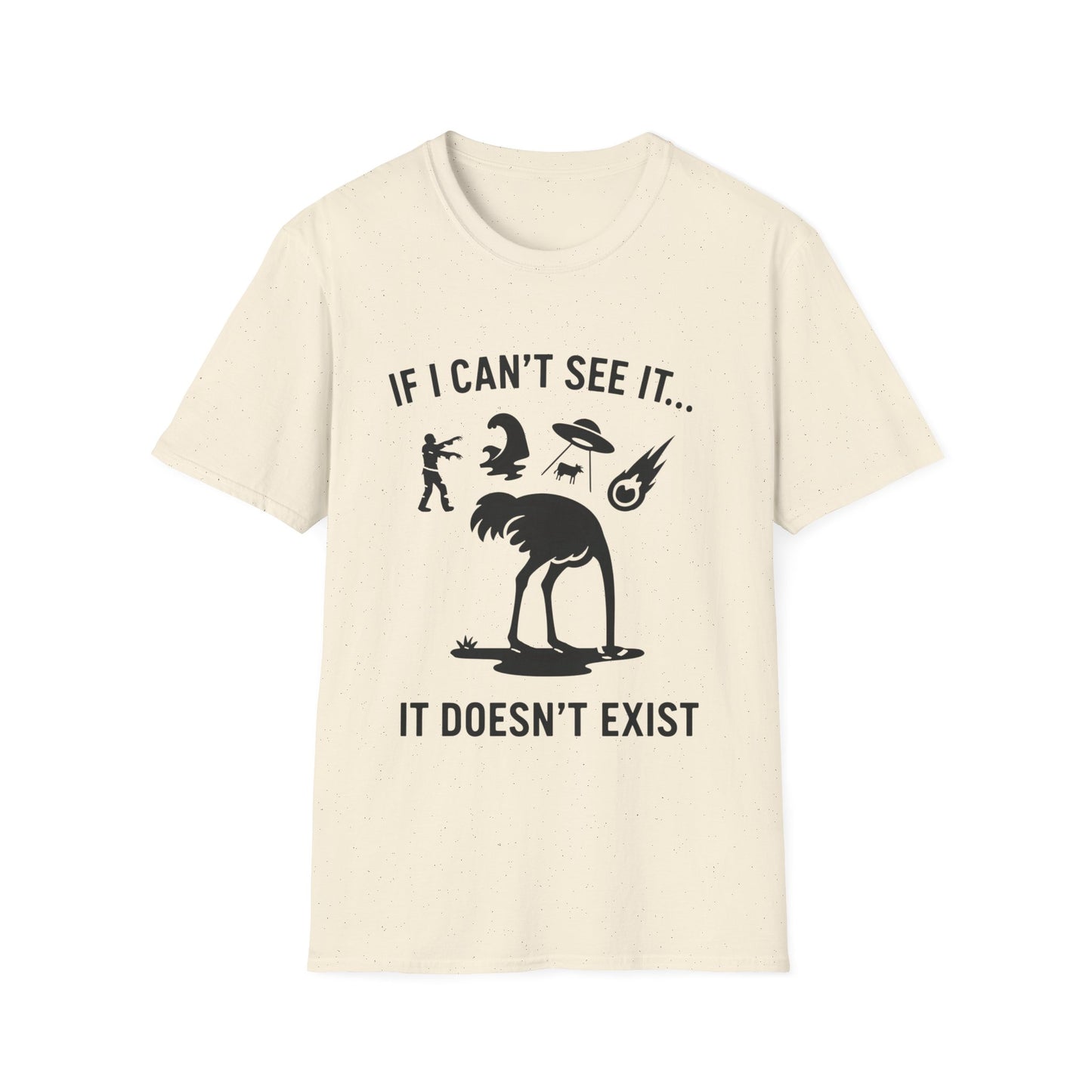 If I Can Not See It, It Does Not Exist - Playful Silhouette Ostrich With Head In Sand And Chaos