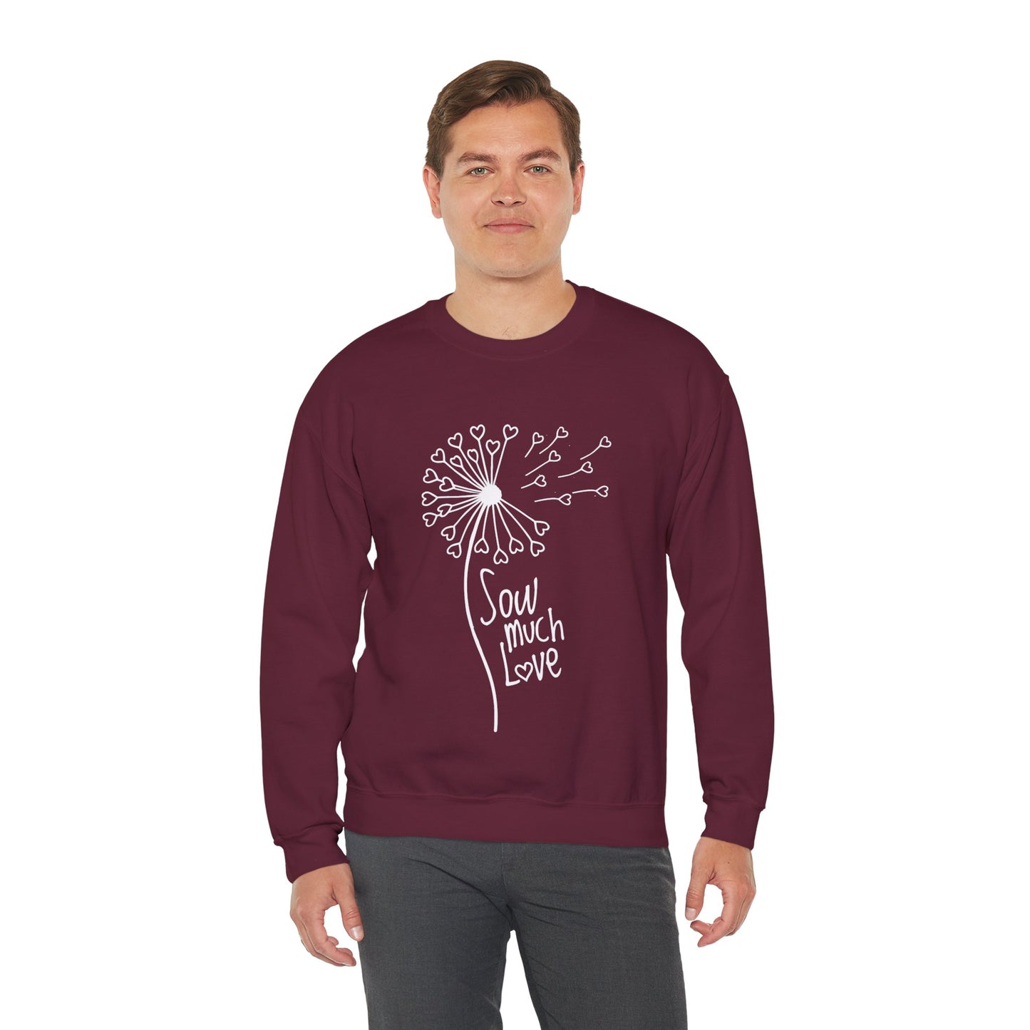 So (Sow) much love - Playful Minimalistic Dandelion with Heart Shapes Sweatshirt