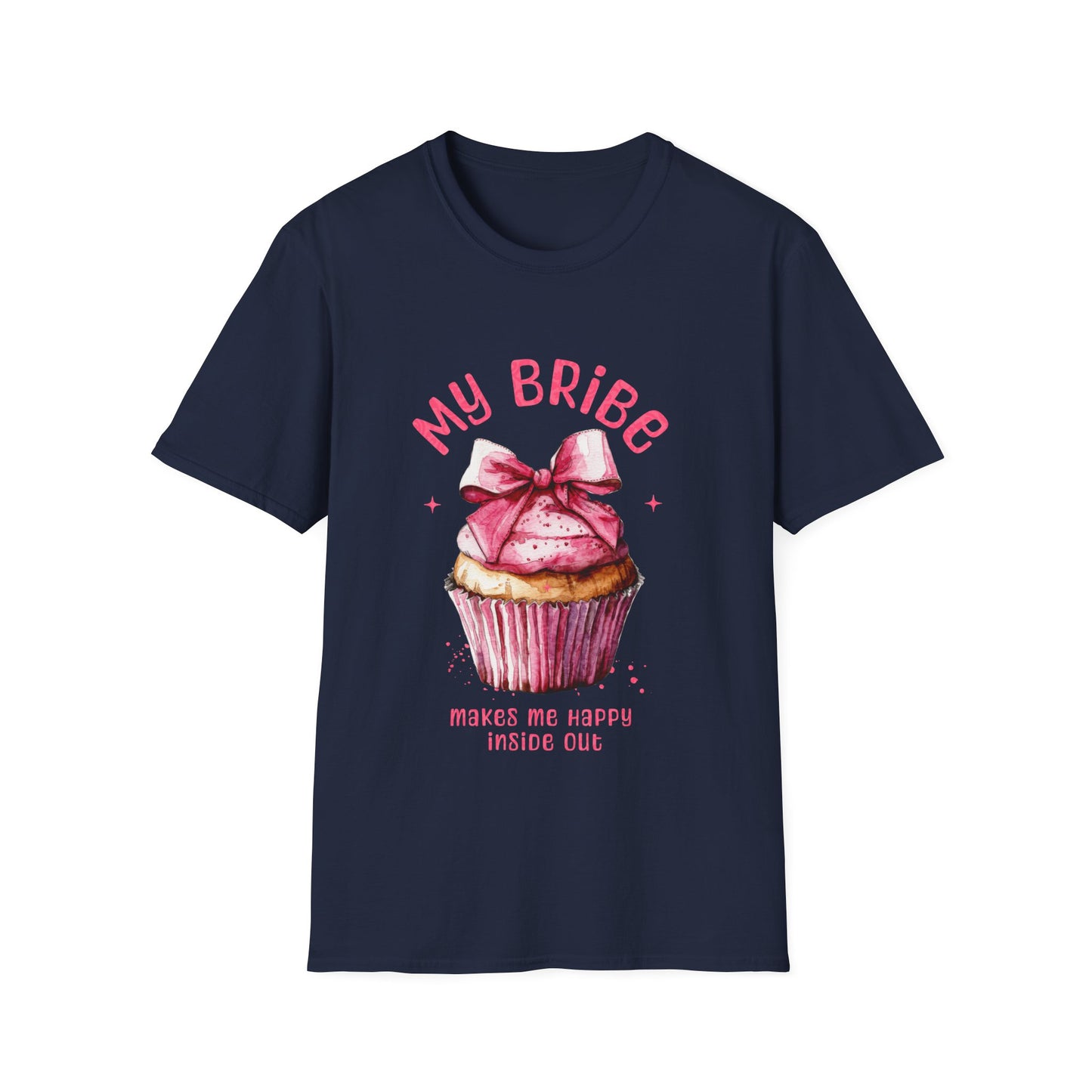My Bribe Cupcake Makes Me Happy Inside Out -  Watercolor Pink Cupcake T-Shirt
