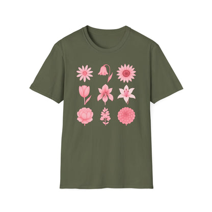 Pink Flowers Grid T-Shirt