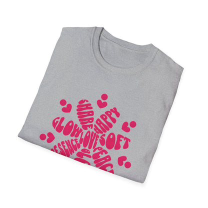 Love is T-Shirt - Vibrant Pink Flower Shape Typography  Design