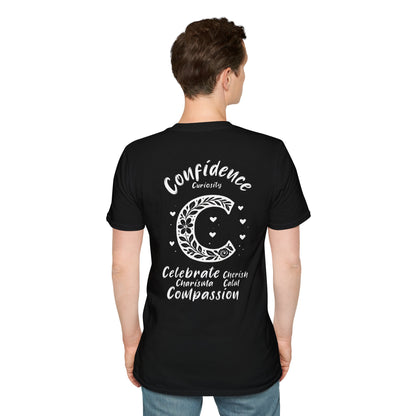 Letter C Flower T-Shirt - Letters Flowers Patterns Front And Back Design