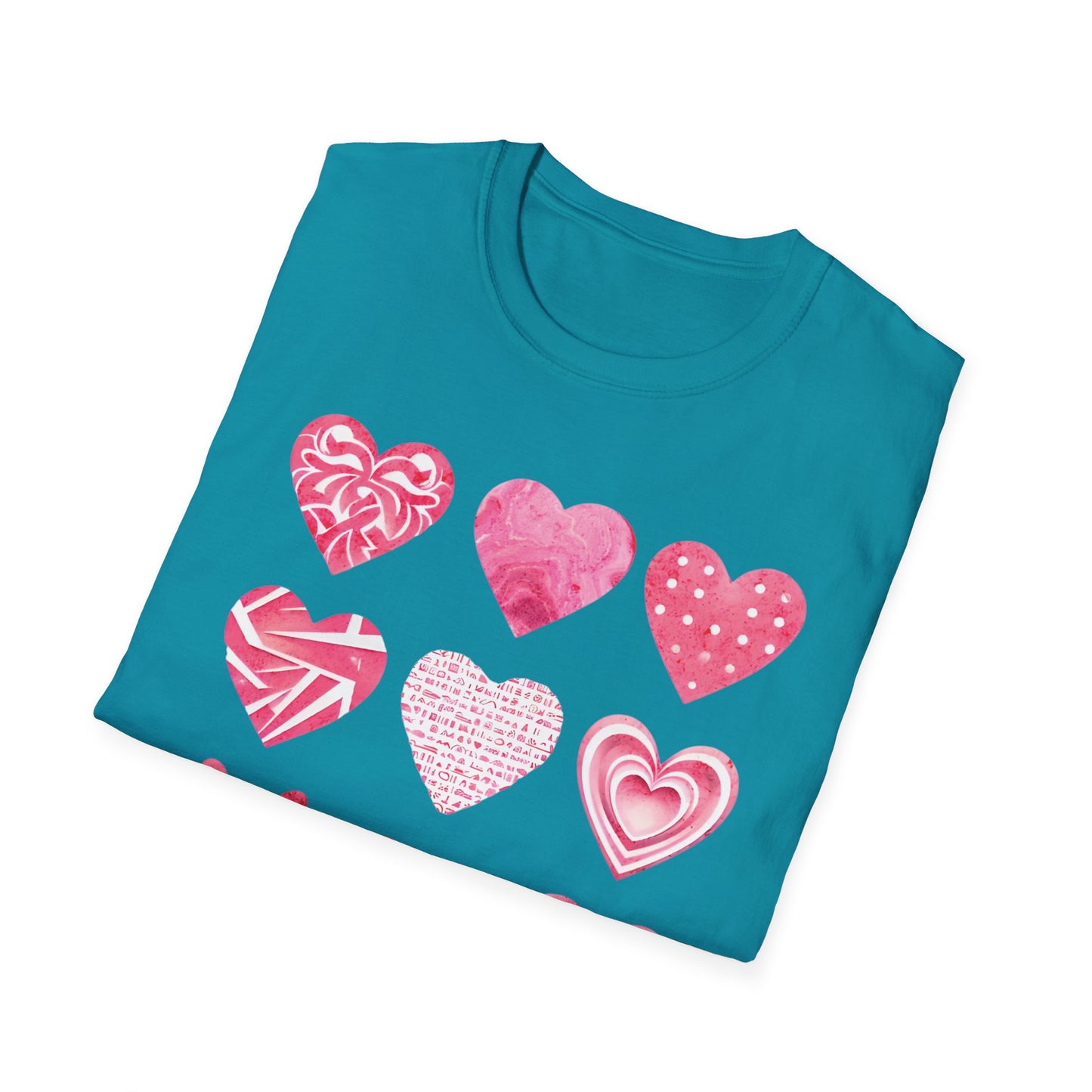 Grid of Different Pink Heart Patterns T-Shirt