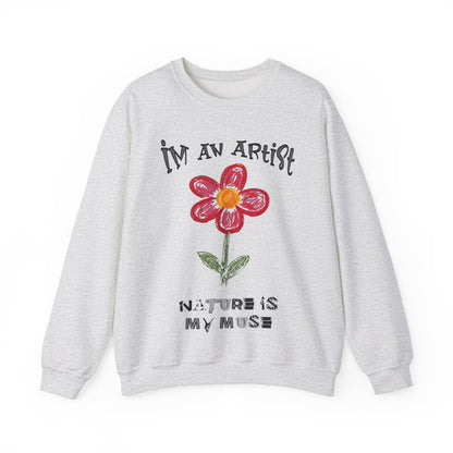 I'm An Artist Nature Is My Muse – Playful Crayon Floral Sweatshirt
