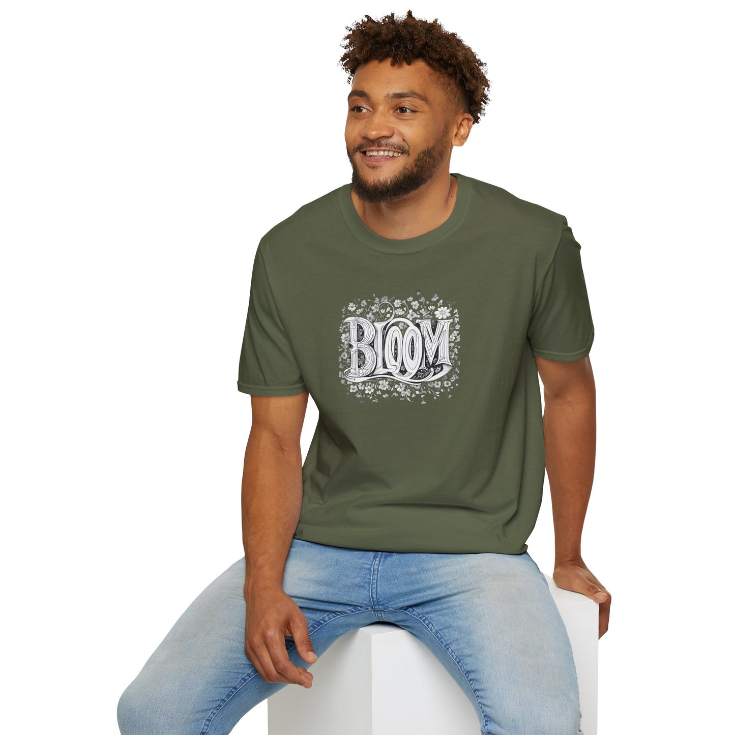 Vintage Bloom T-Shirt - Typography Monochrome Design