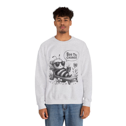 Bee The Change - Playful Cartoon Bee With Sunglasses Relaxing With A Drink Sweatshirt