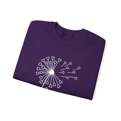 So (Sow) much love - Playful Minimalistic Dandelion with Heart Shapes Sweatshirt