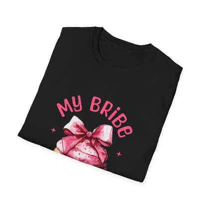 My Bribe Cupcake Makes Me Happy Inside Out -  Watercolor Pink Cupcake T-Shirt