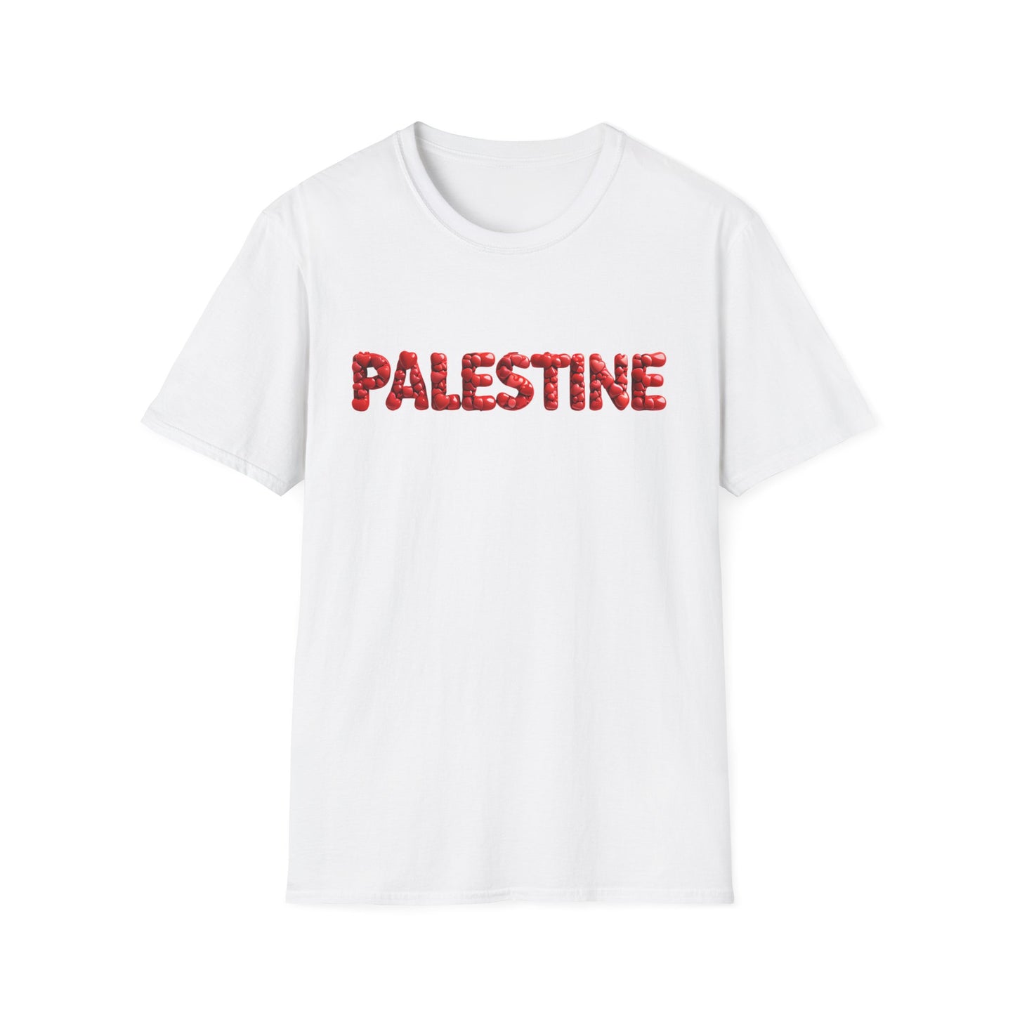 Palestine - Bubbly Red Hearts Typography T-Shirt