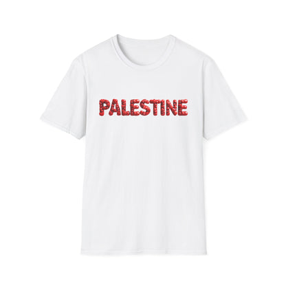 Palestine - Bubbly Red Hearts Typography T-Shirt