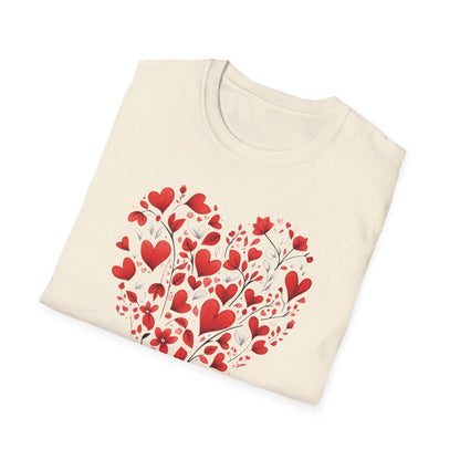 Let Your Heart Bloom Because The World Needs Your Colors - Red Heart Shaped Floral T-Shirt