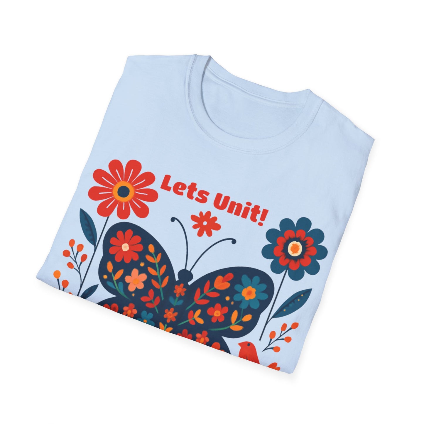 Lets Unit! - Vibrant Boho Butterfly Floral T-Shirt