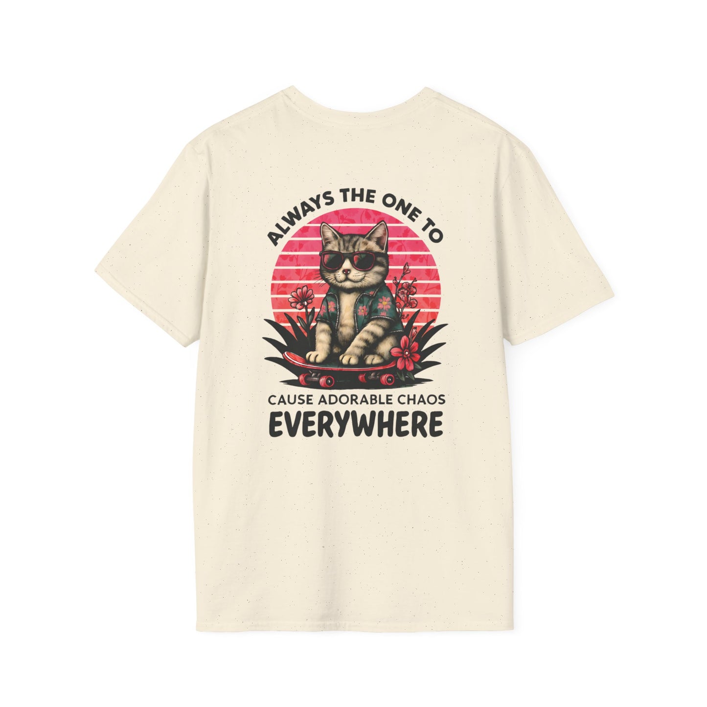 Vibrant Sunset Playful Cat on Skateboard Graphic T-Shirt  - Always The One To Cause Adorable Chaos Everywhere