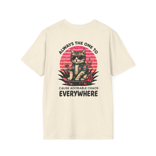 Vibrant Sunset Playful Cat on Skateboard Graphic T-Shirt  - Always The One To Cause Adorable Chaos Everywhere