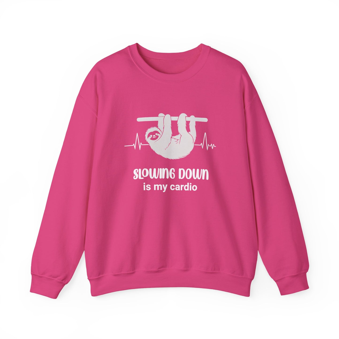 Slowing Down Is My Cardio - Sloth Silhouette With Heartbeat Playful Sweatshirt
