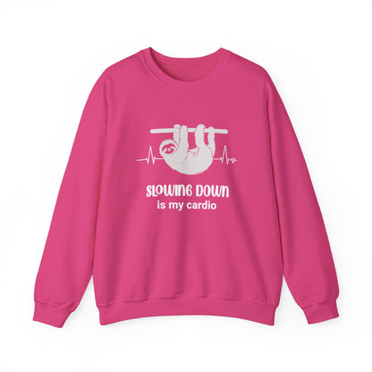 Slowing Down Is My Cardio - Sloth Silhouette With Heartbeat Playful Sweatshirt