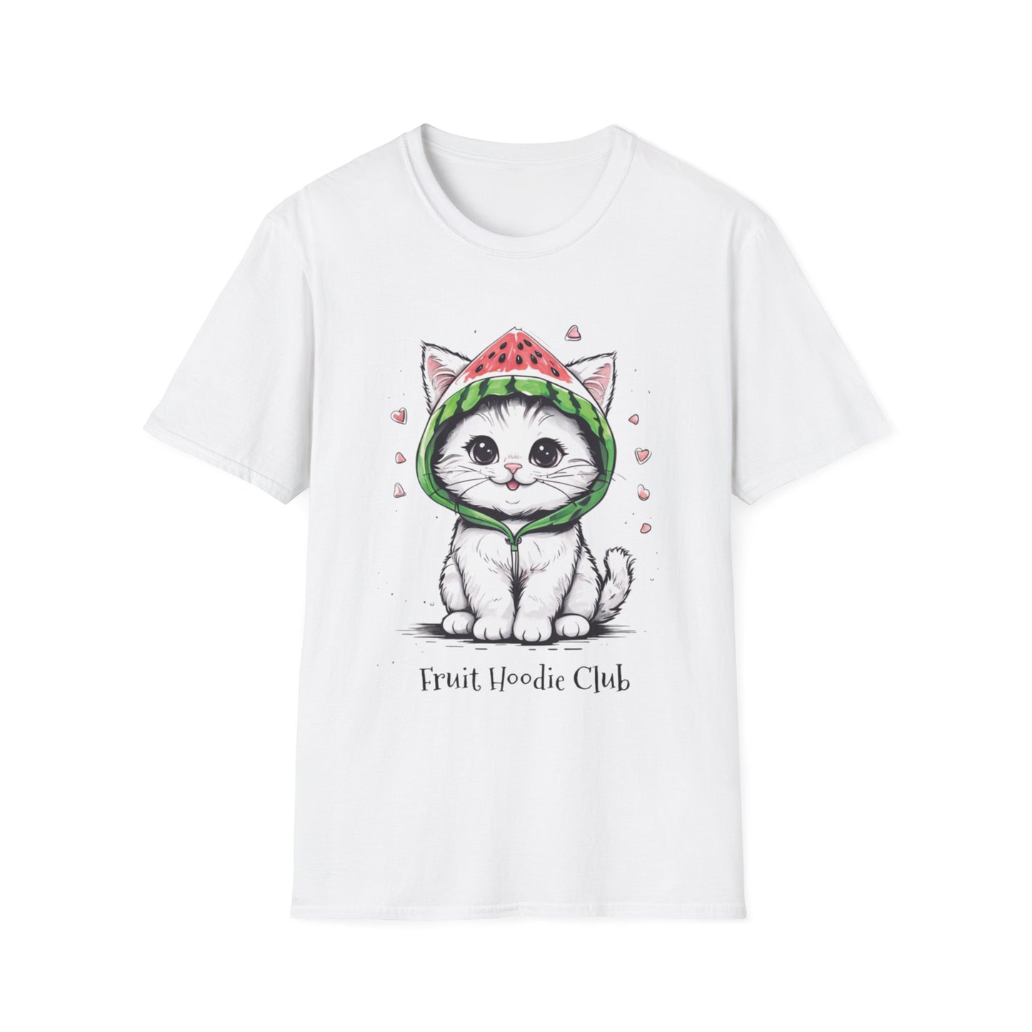 Fruit Hoodie Club T-Shirt - Kitten In A Watermelon Hoodie Design