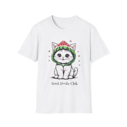 Fruit Hoodie Club T-Shirt - Kitten In A Watermelon Hoodie Design