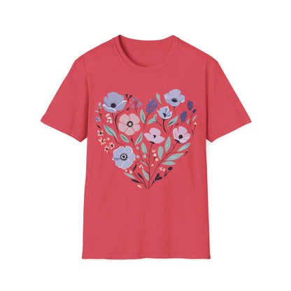 Heart Shaped Floral Arrangement T-Shirt -  Pastel Tones Design