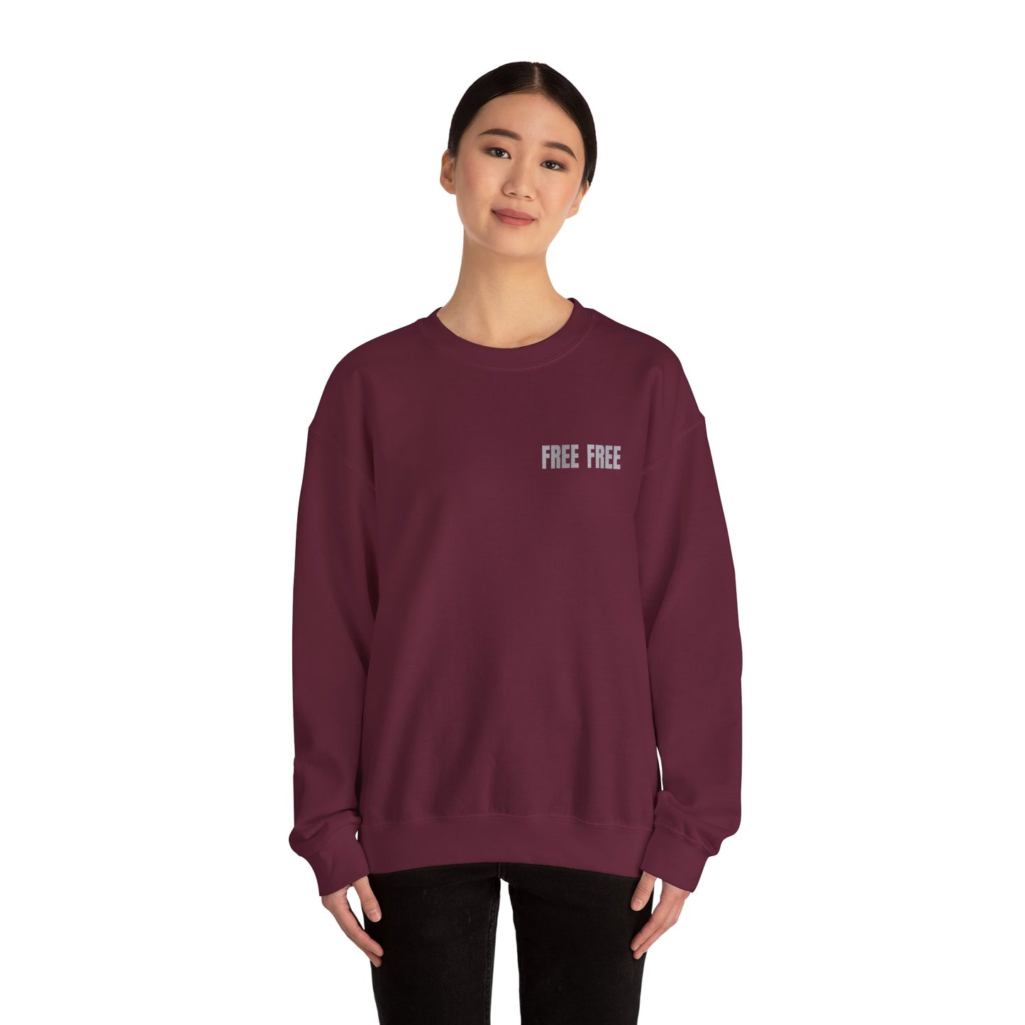 Free Free Free Palestine - Monochrome Metallic-like Style Typography  Front and Back Design Sweatshirt