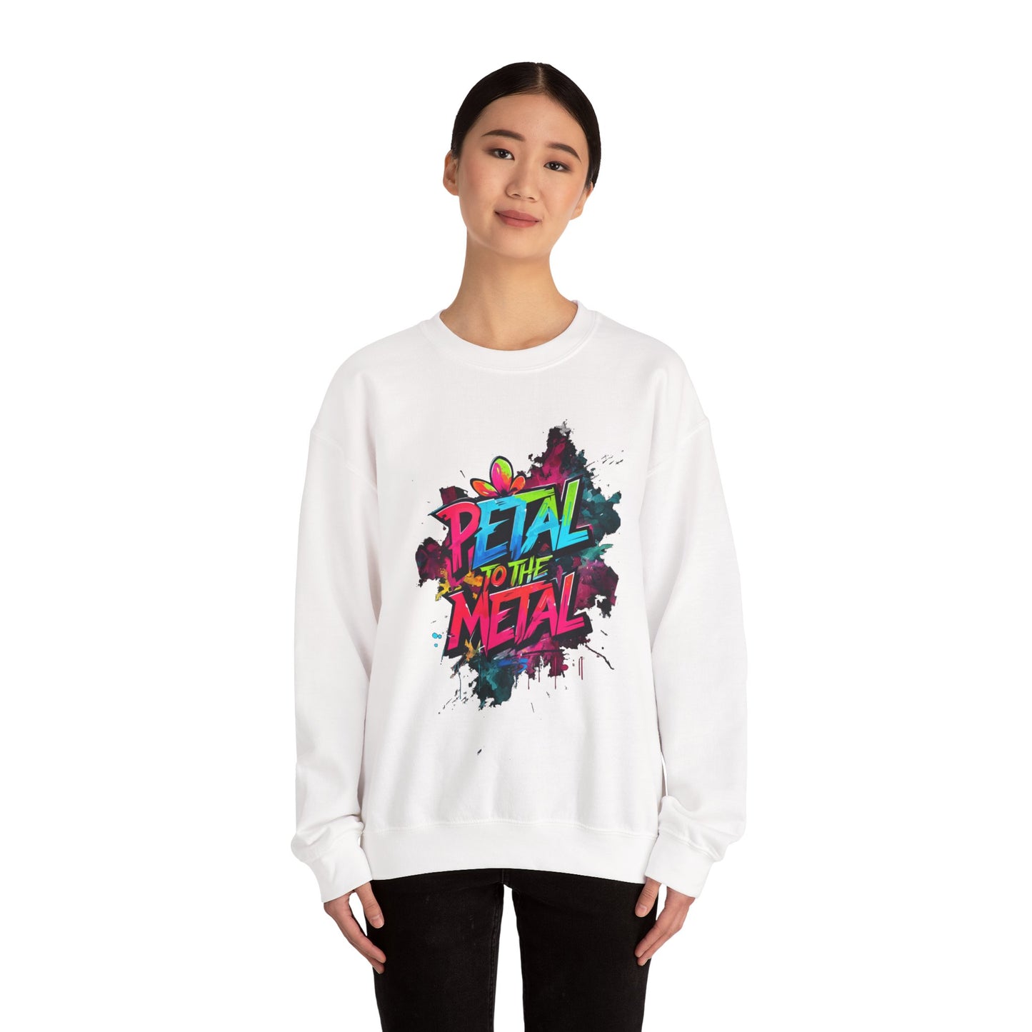 Petal To The Metal – Playful Vibrant Graffiti Typography Sweatshirt