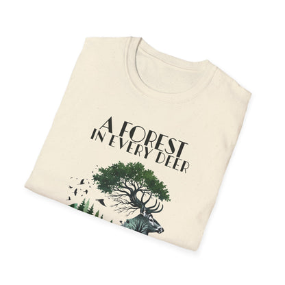 A Forest In Every Deer, A Life In Every Forest  - Forest And Deer Double Exposure Style T-Shirt