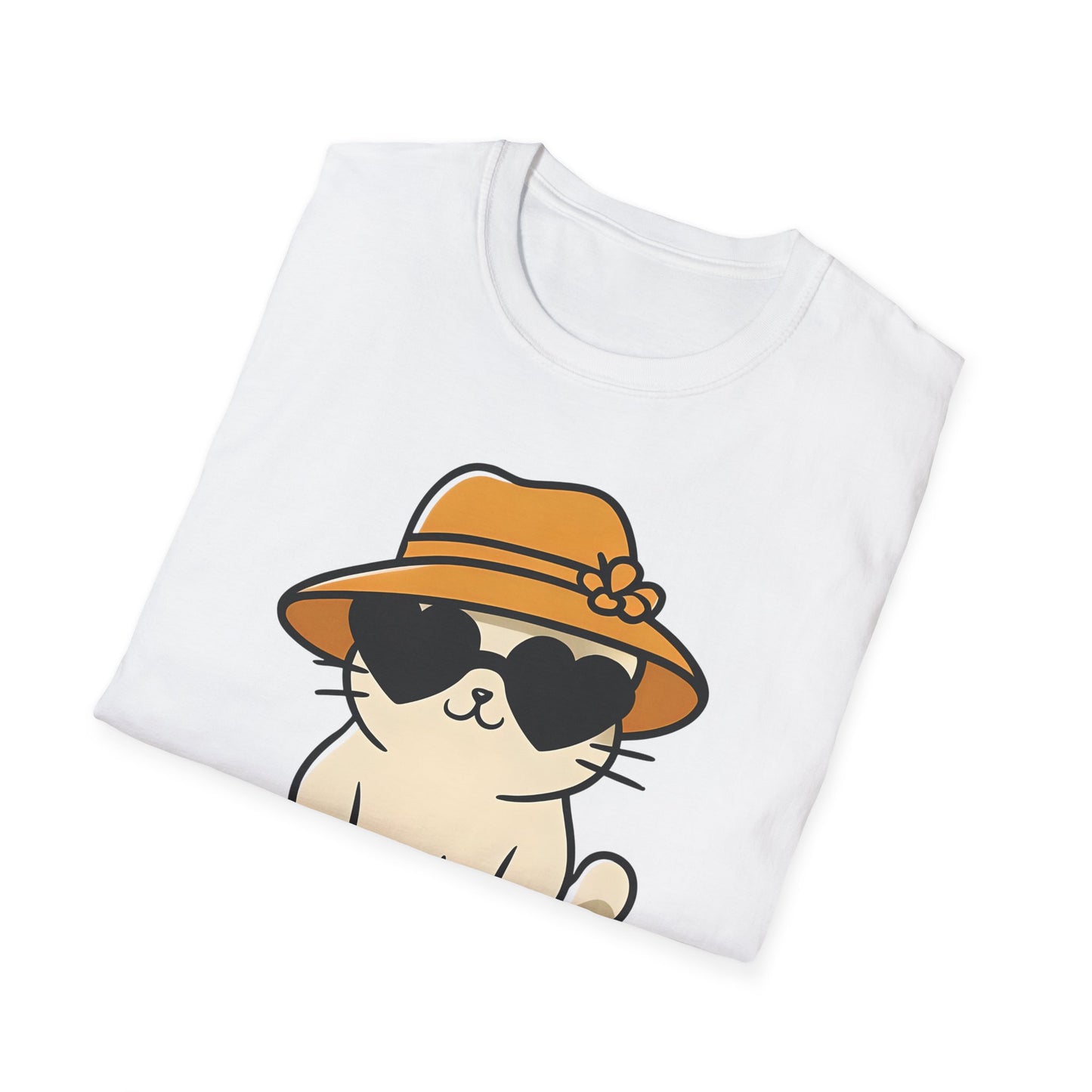 So Cool - Minimalistic Silhouette Kitten With Hat and Sunglasses T-Shirt