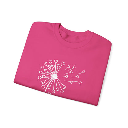 So (Sow) much love - Playful Minimalistic Dandelion with Heart Shapes Sweatshirt