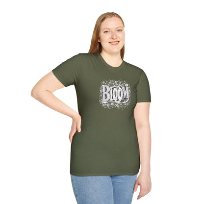 Vintage Bloom T-Shirt - Typography Monochrome Design