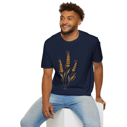 Golden Lavender T-Shirt - Scattered Typography Design