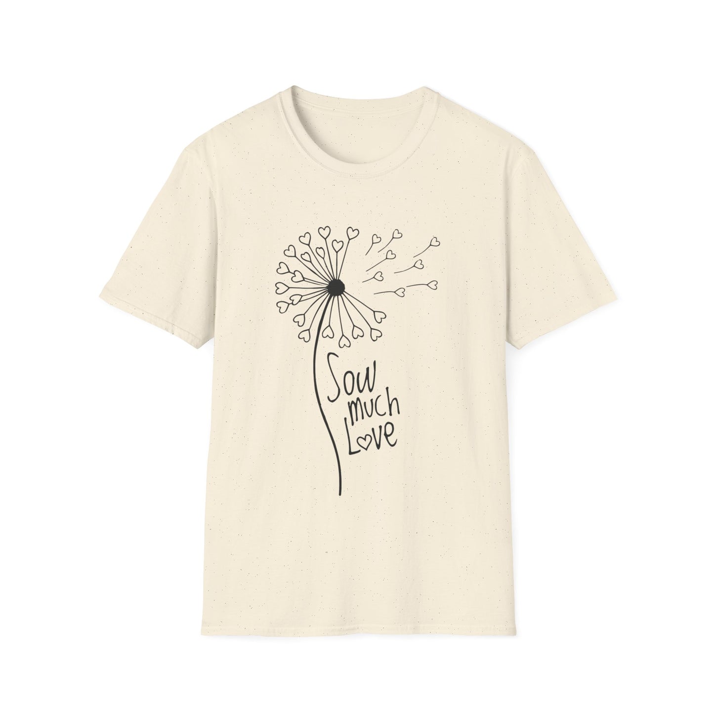 So (Sow) much love T-Shirt -Minimalistic Dandelion with Heart Shapes Design
