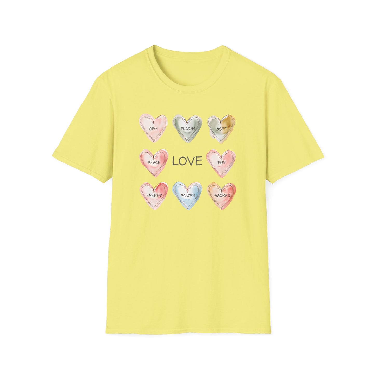 Love Is - Watercolor Hearts Grid With Text T-Shirt