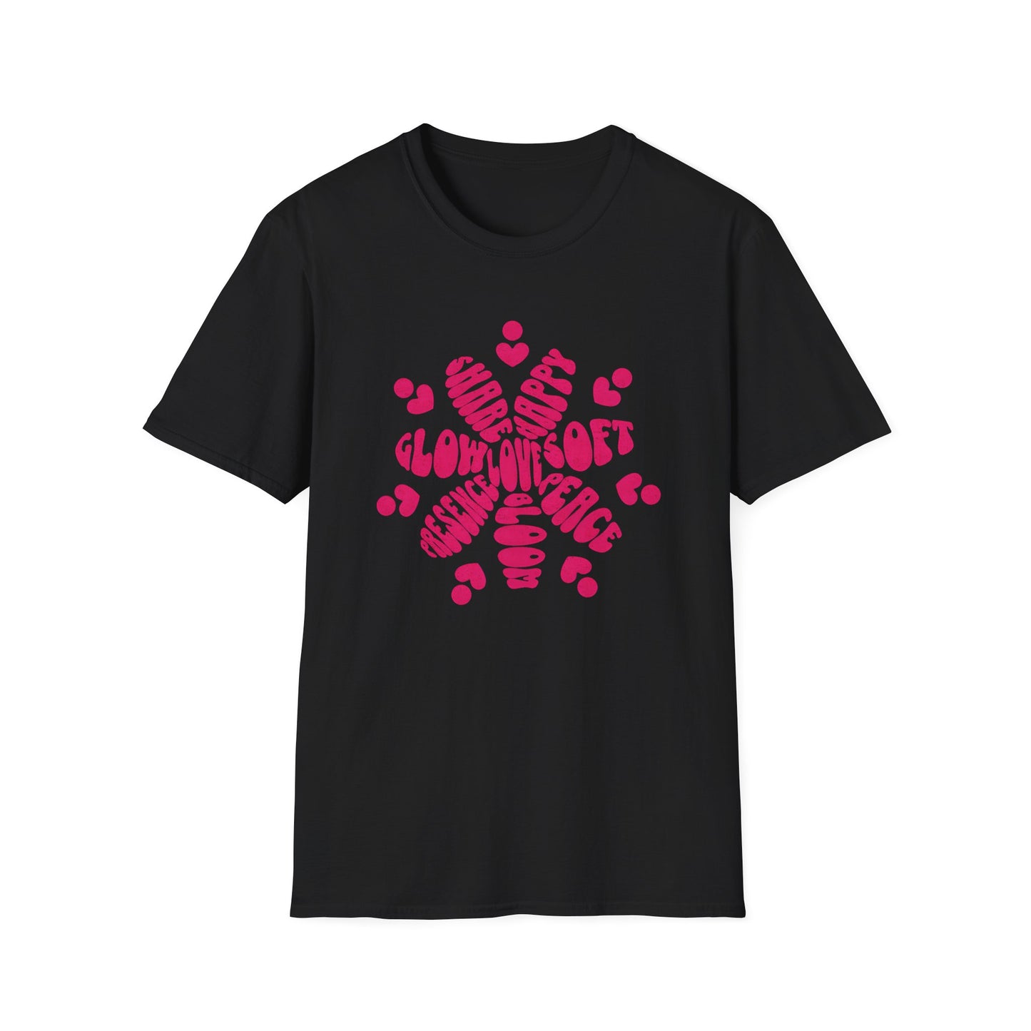 Love is T-Shirt - Vibrant Pink Flower Shape Typography  Design
