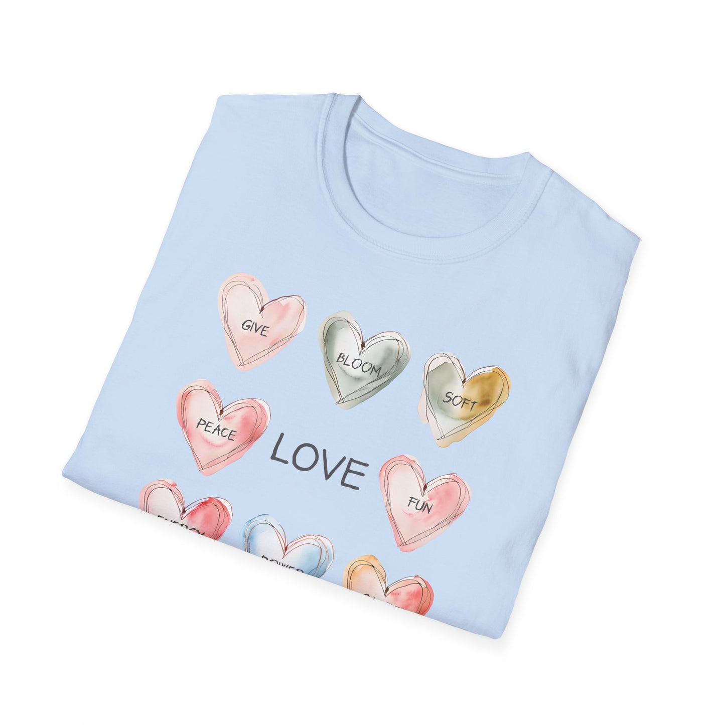 Love Is - Watercolor Hearts Grid With Text T-Shirt