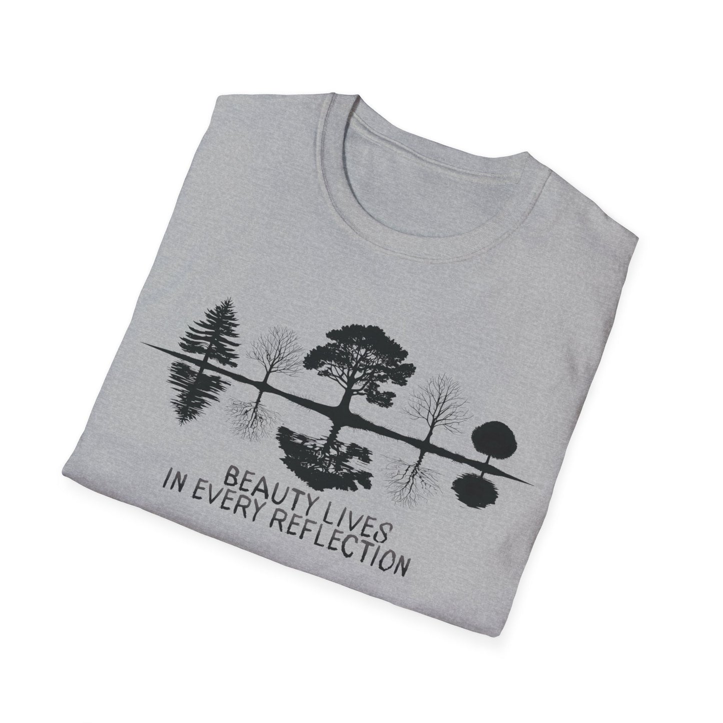 Beauty Lives In Every Reflection - Monochrome Silhouette Trees With Reflection In Water T-Shirt