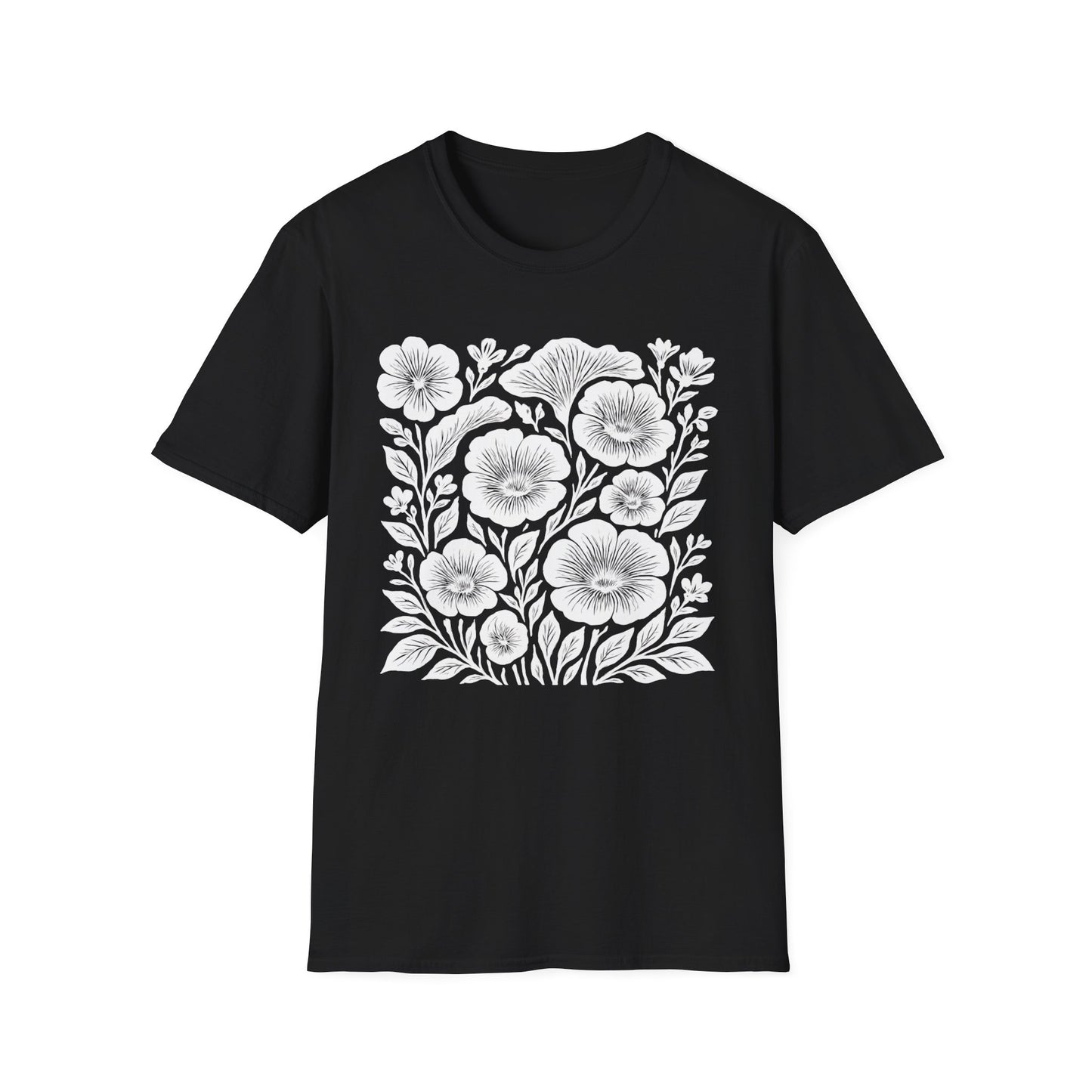 Monochrome Silhouette Cut-out Floral T-Shirt