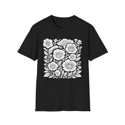 Monochrome Silhouette Cut-out Floral T-Shirt