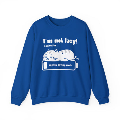 I'm not lazy, I'm Just In Energy Saving Mode - Playful Silhouette Cat On Battery Sweatshirt