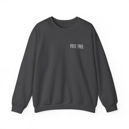 Free Free Free Palestine - Monochrome Metallic-like Style Typography  Front and Back Design Sweatshirt