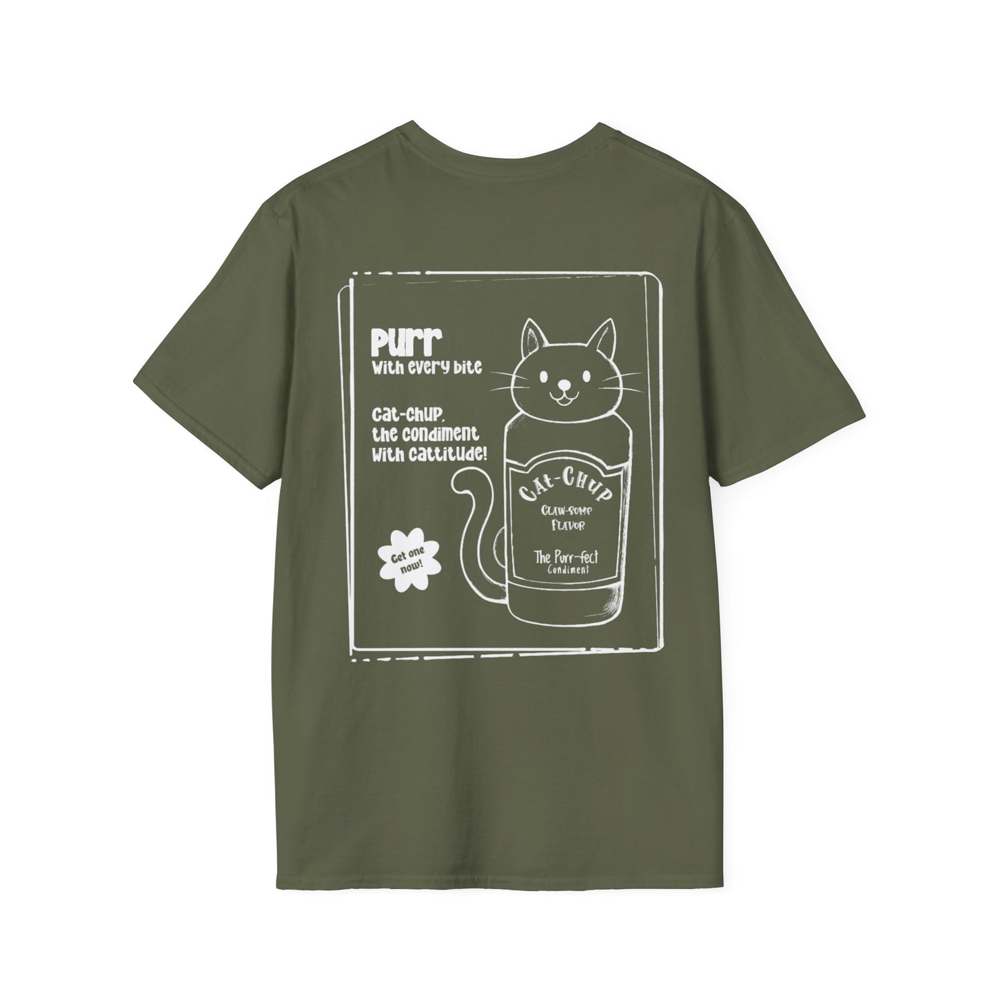Cat-Chup T-Shirt - Cat-Shaped Catchup bottle Advertisement Design