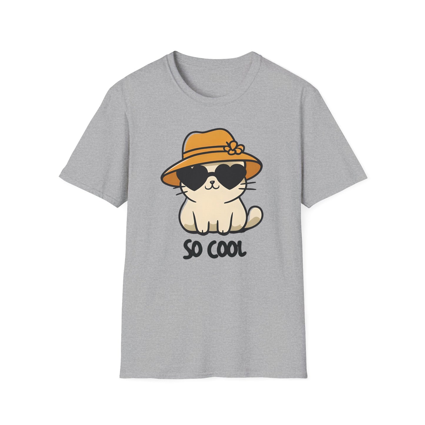 So Cool - Minimalistic Silhouette Kitten With Hat and Sunglasses T-Shirt
