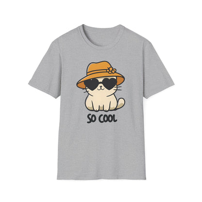 So Cool - Minimalistic Silhouette Kitten With Hat and Sunglasses T-Shirt