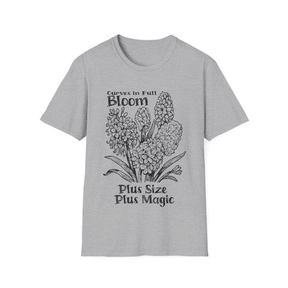 Curves in Full Bloom - Monochrome Floral T-Shirt