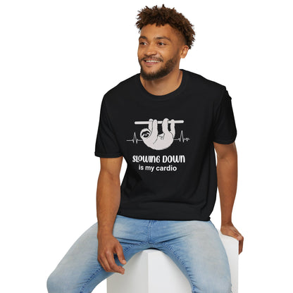 Slowing Down Is My Cardio - Sloth Silhouette With Heartbeat T-Shirt