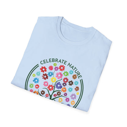 Celebrate Nature With Every Petal  - Logo Style Colorful Tree with Flowers T-Shirt