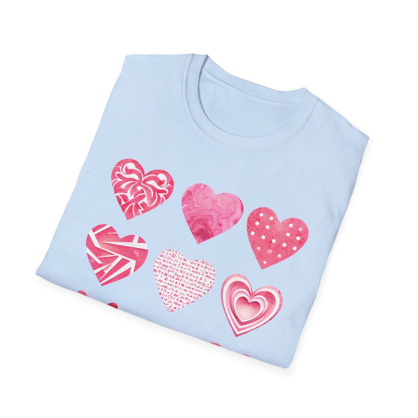 Grid of Different Pink Heart Patterns T-Shirt
