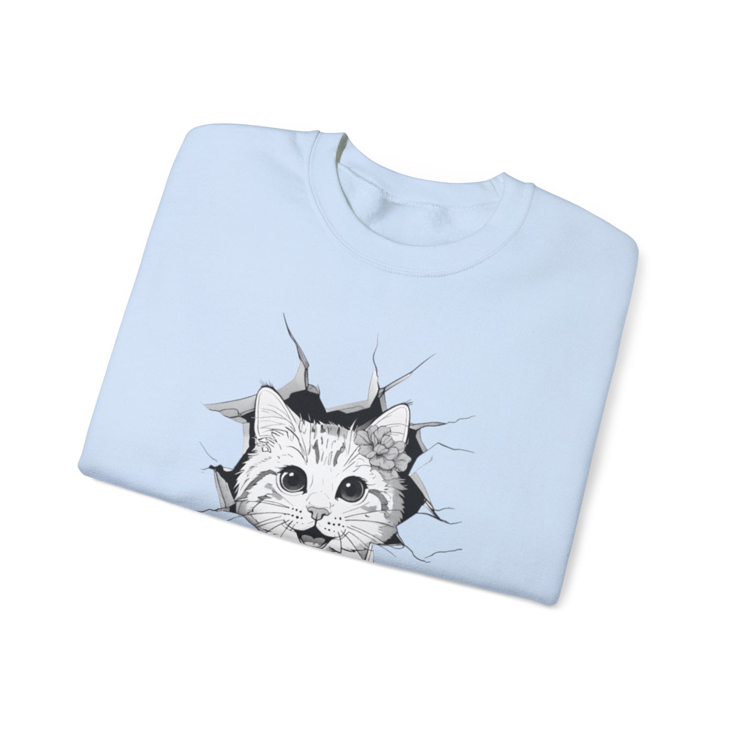 Meow-gical Entrance! - Playful Cute Kitten Breaking through Wall  Sweatshirt