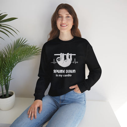 Slowing Down Is My Cardio - Sloth Silhouette With Heartbeat Playful Sweatshirt
